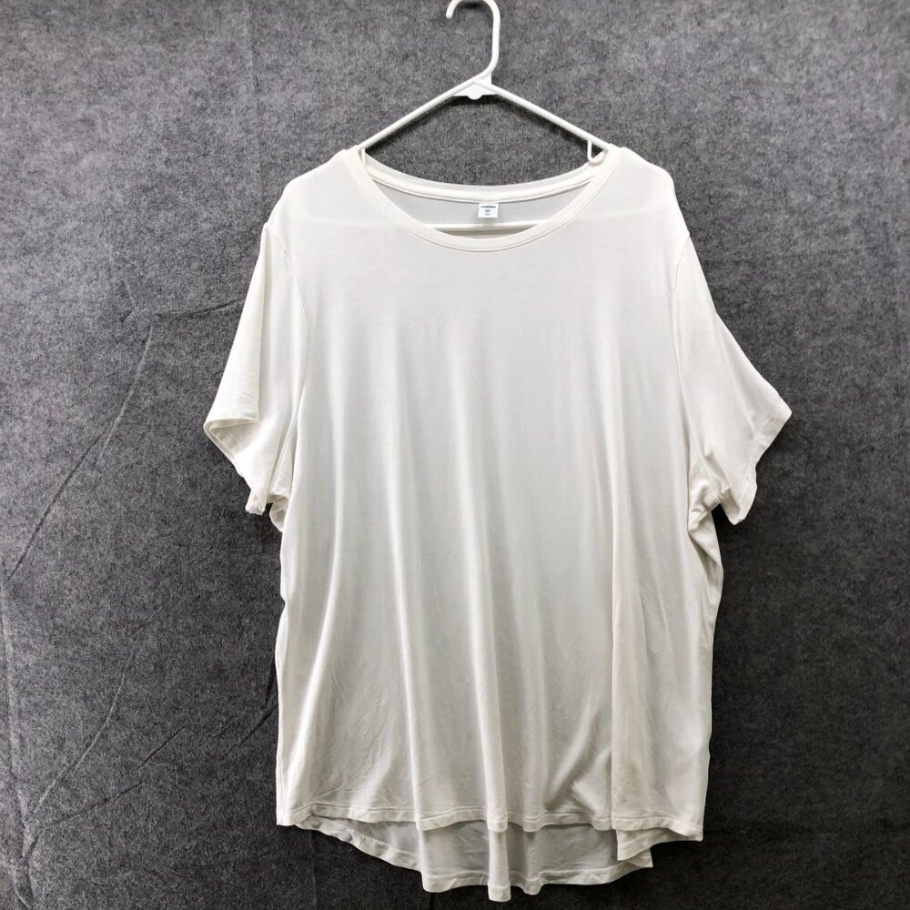 Old Navy Luxe Crewneck T‎ Shirt Womens XXL White Short Sleeve Jersey Knit